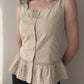 Button up Peplum Top with Ruffles and Embroidery (M)