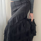 Black Maxi Skirt with Ruffles (M)