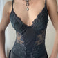 Malizia by La Perla - Slate Grey Corset Top with Suspenders and Embroidered Details (S)