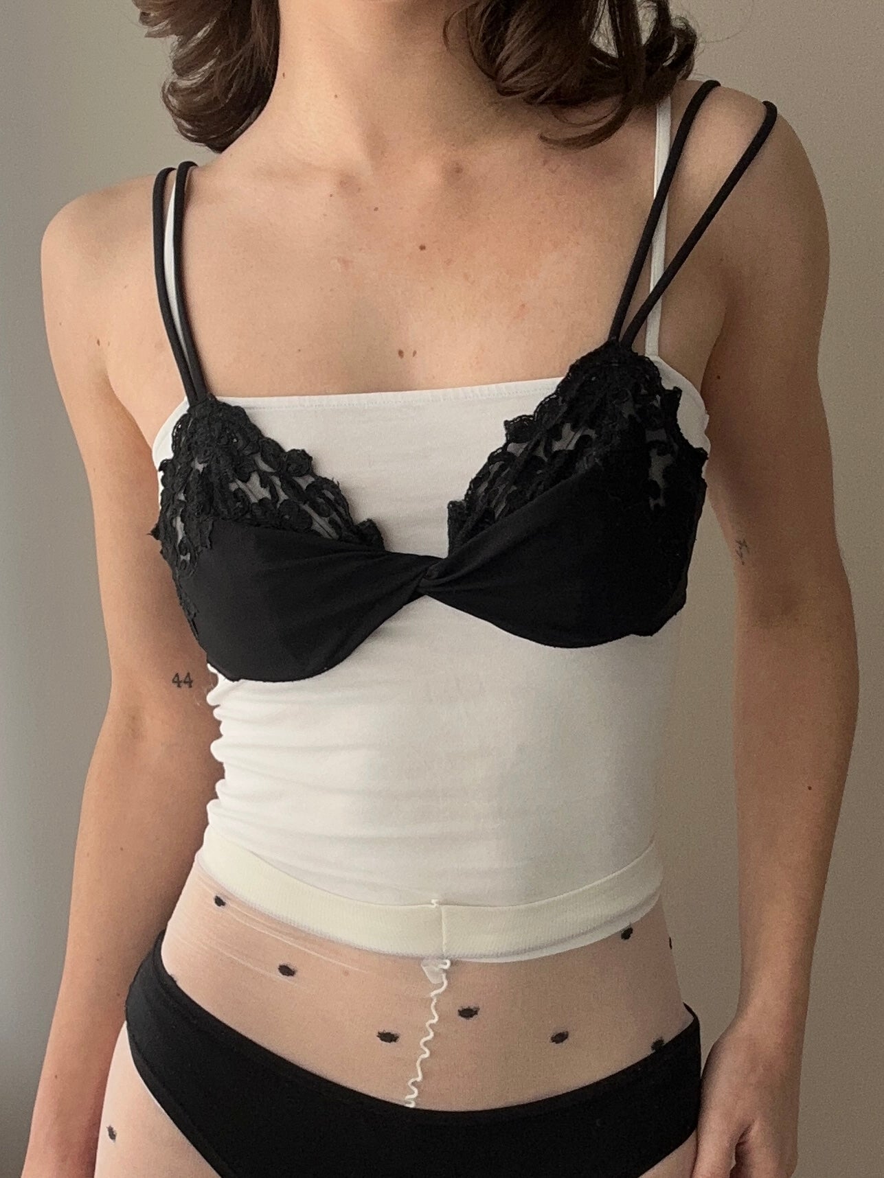 La Perla Double Strap Black Bra with Floral Embroidery (70B/32B)