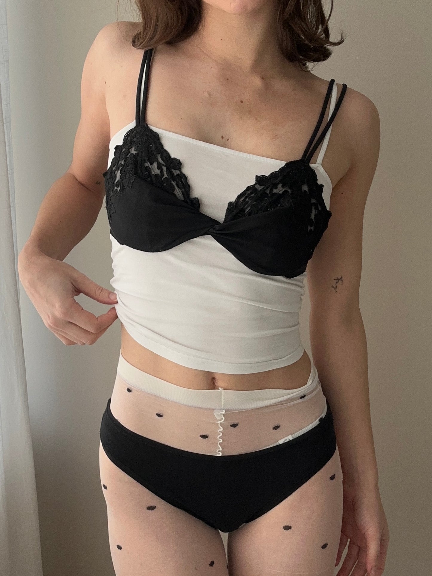 La Perla Double Strap Black Bra with Floral Embroidery (70B/32B)