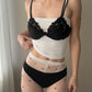 La Perla Double Strap Black Bra with Floral Embroidery (70B/32B)