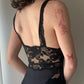 La Perla - Black Ruched Bodysuit with Lace Detail (XXS)