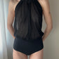 La Perla - Black Sheer Floral Halter Bodysuit (S-M)