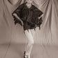 Black Rare Knitted Poncho with Ruffles (one size)