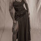 Black Two Piece Corset Top + Maxi Skirt Set with Lace-up details (XS)