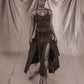 Black Two Piece Corset Top + Maxi Skirt Set with Lace-up details (XS)