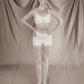 1950s Inspired Bullet Bra Lingerie Set with Garter Belt (70C/32C + bottom S-M)