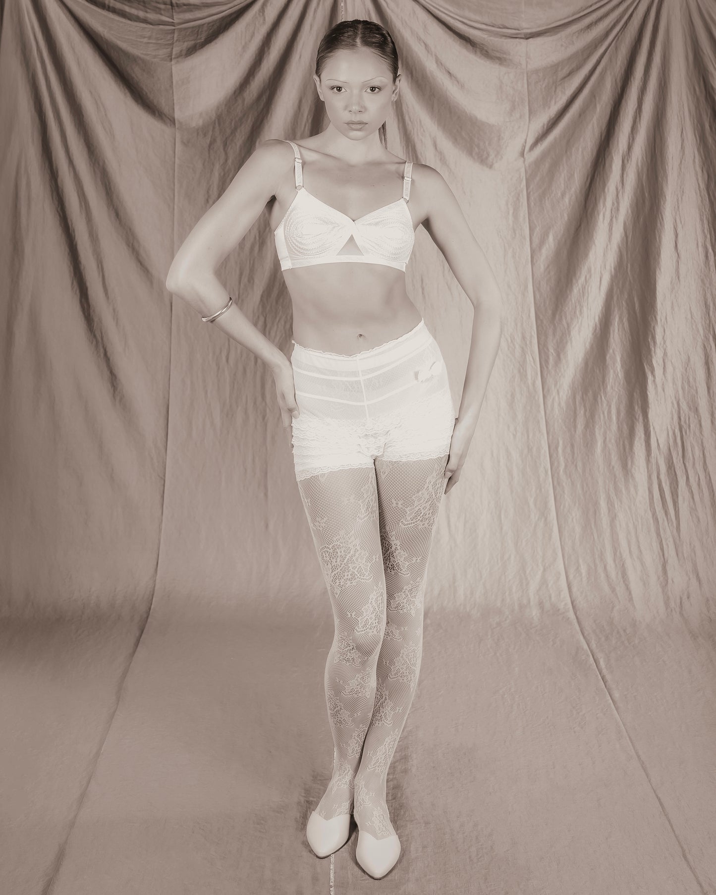 Sheer Lace Ruched Short (XS)